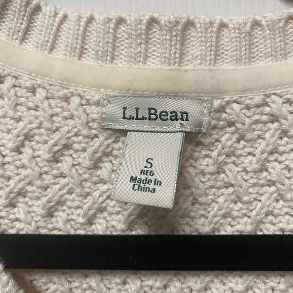 L.L. Bean Crew Knit Cardigan Sweater, Beige button front size Small - Picture 3 of 7